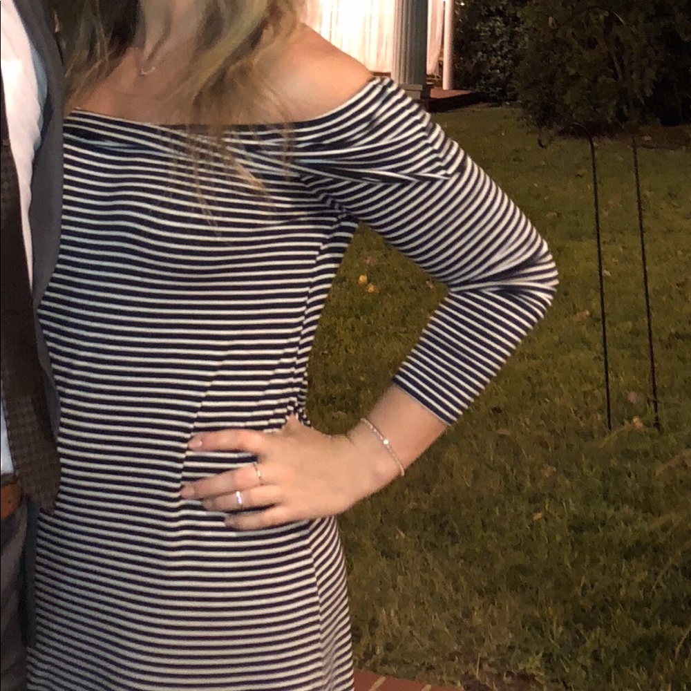 Striped off the shoulder dress